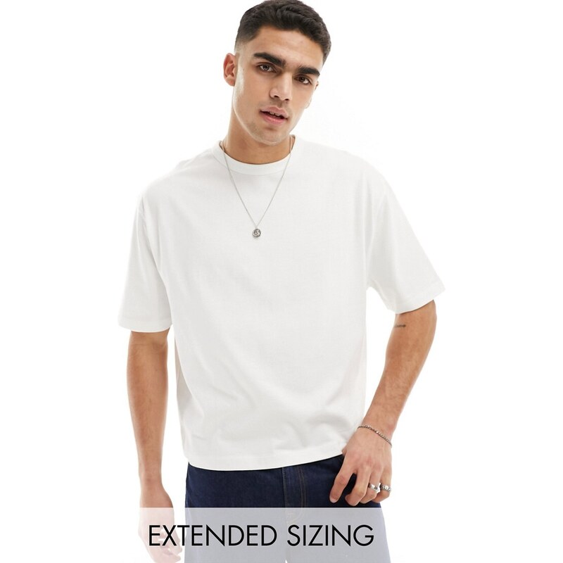 ASOS DESIGN - T-shirt oversize pesante squadrata bianca-Bianco