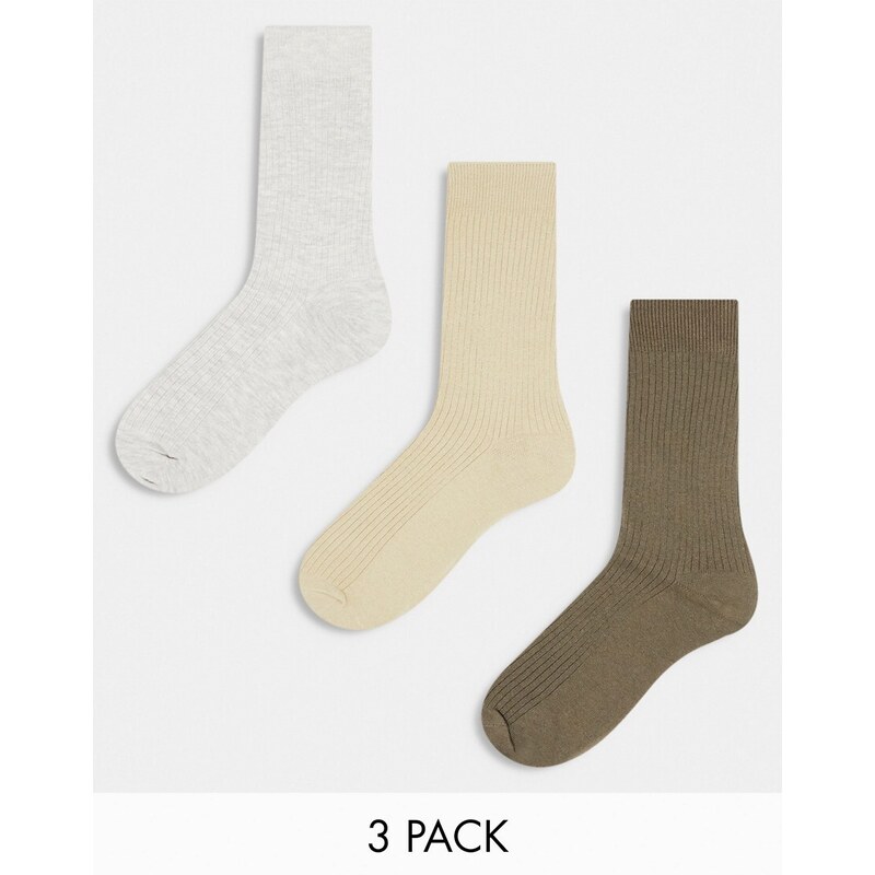 Jack & Jones - Confezione da 3 paia di calzini beige tono su tono-Neutro