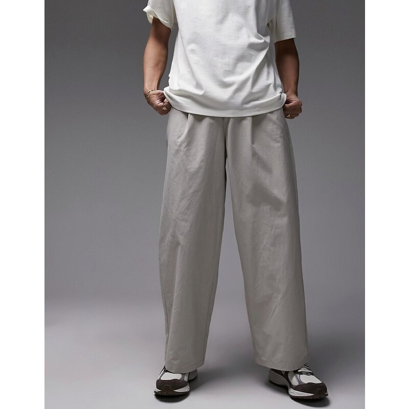 Topman - Pantaloni extra larghi color pietra-Neutro