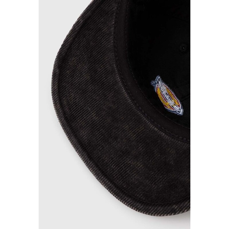 Dickies cappello con visiera in velluto a coste CHASE CITY CAP colore nero con applicazione DK0A4YPJ