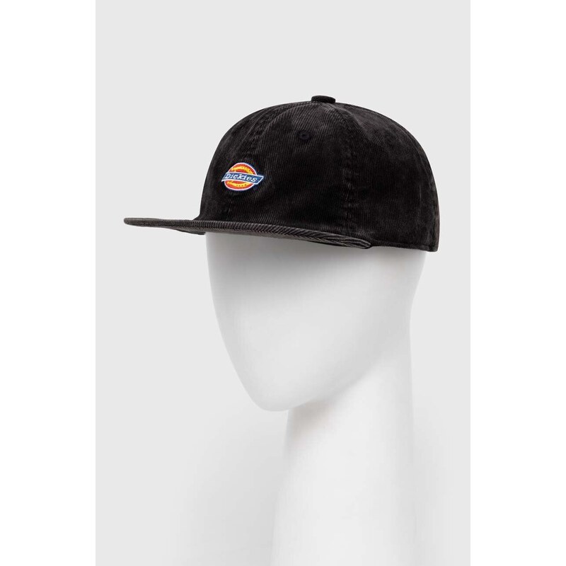 Dickies cappello con visiera in velluto a coste CHASE CITY CAP colore nero con applicazione DK0A4YPJ
