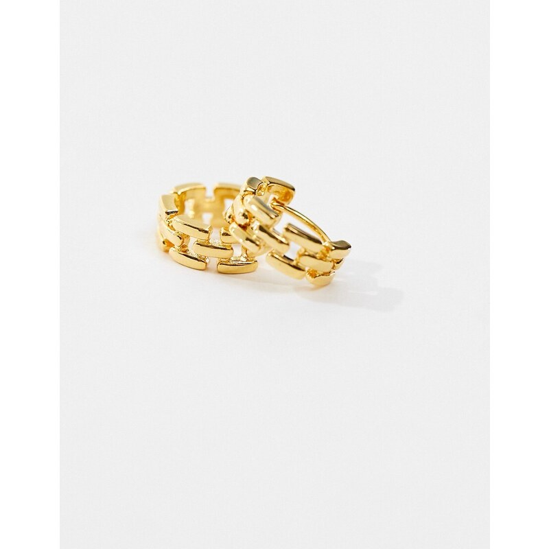 Orelia - Orecchini a cerchio piccolo a catena stile vintage placcati in oro 18k