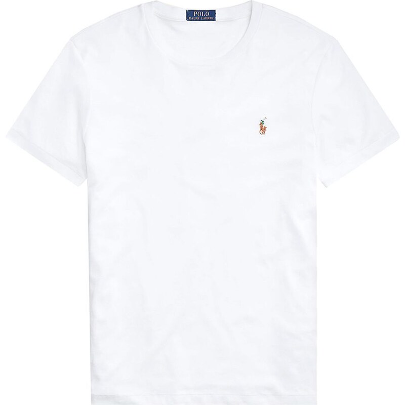 Polo Ralph Lauren T-Shirt Custom Slim Fit bianca con pony colorato