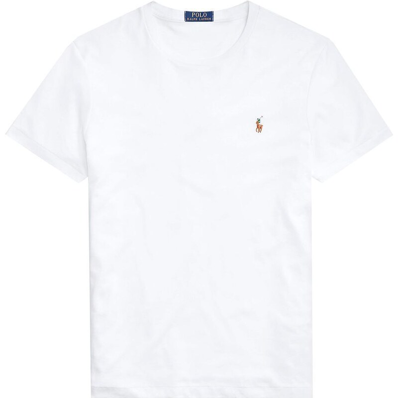 Polo Ralph Lauren T-Shirt Custom Slim Fit bianca con pony colorato