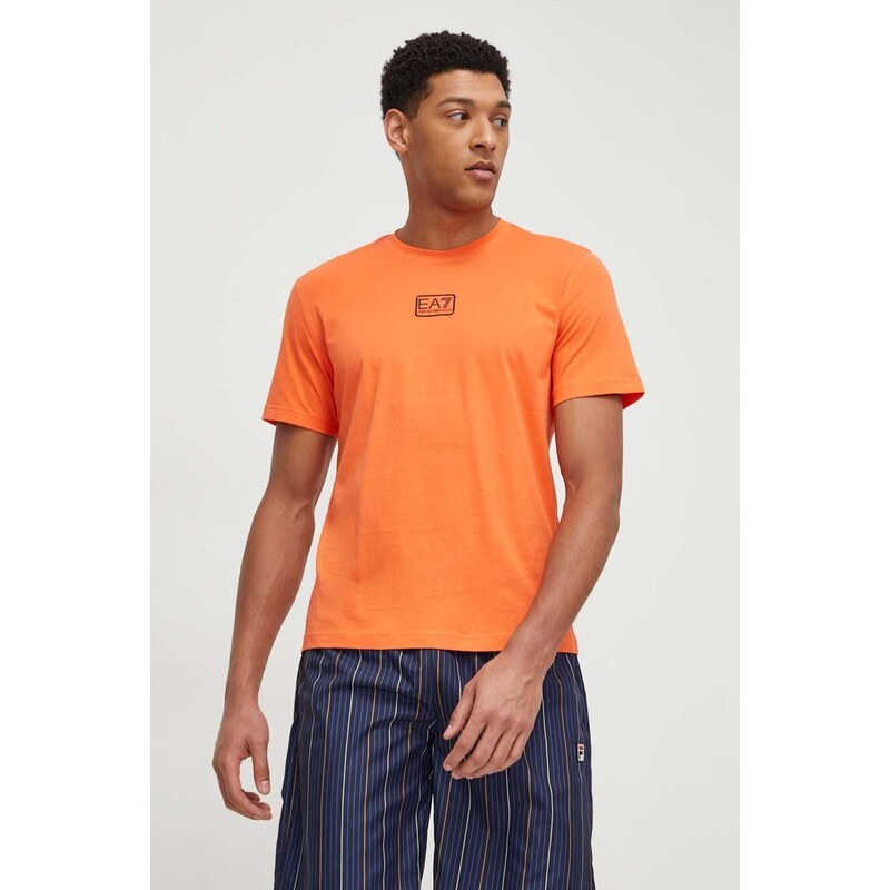 EA7 Emporio Armani t-shirt in cotone uomo colore arancione