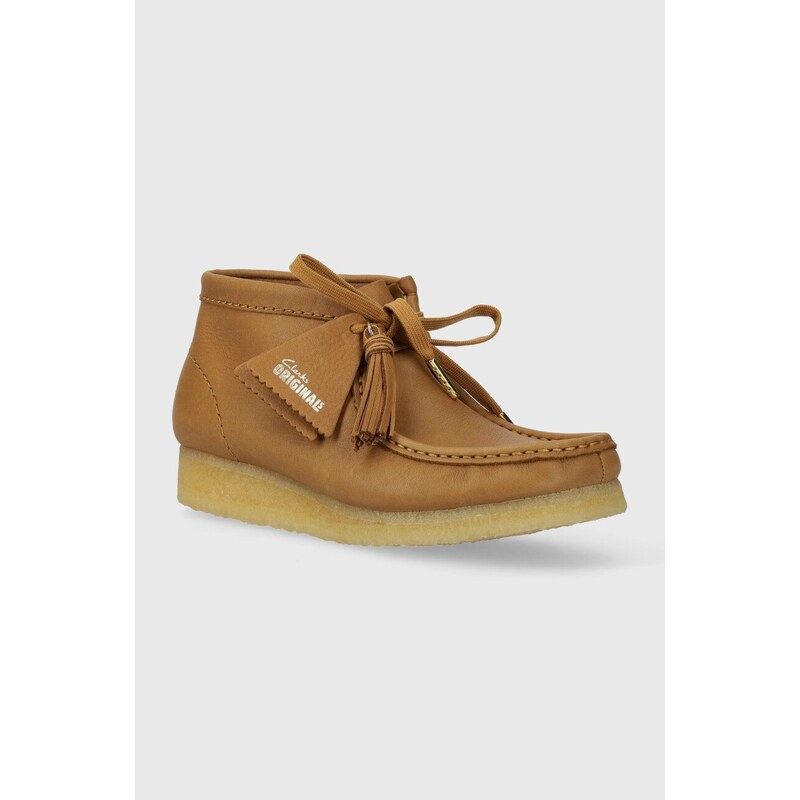 Clarks Originals scarpe in pelle Wallabee Boot donna colore marrone 26175840
