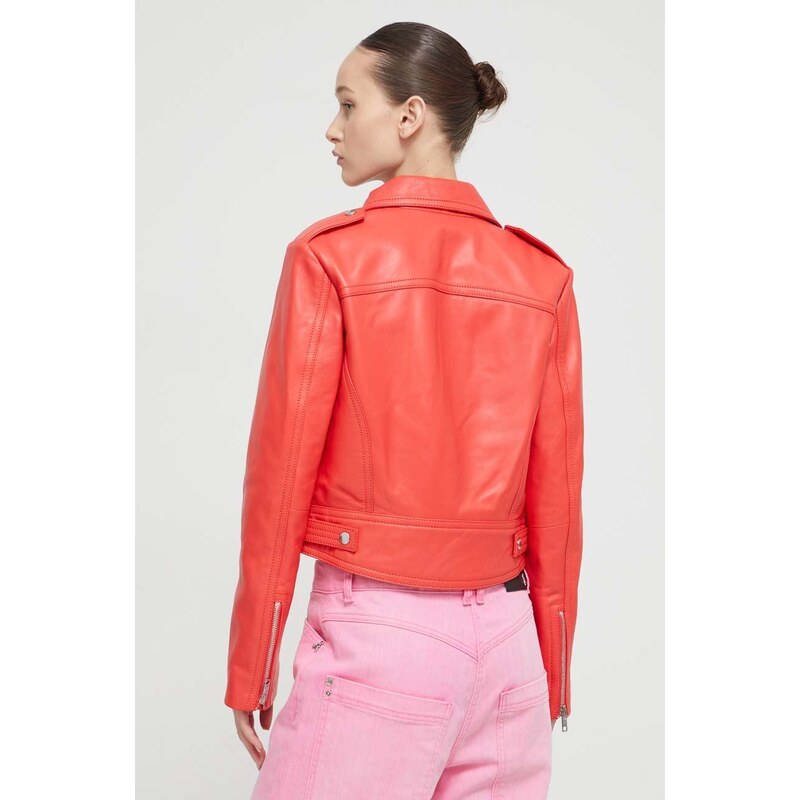 Moschino Jeans giacca in pelle donna colore rosso