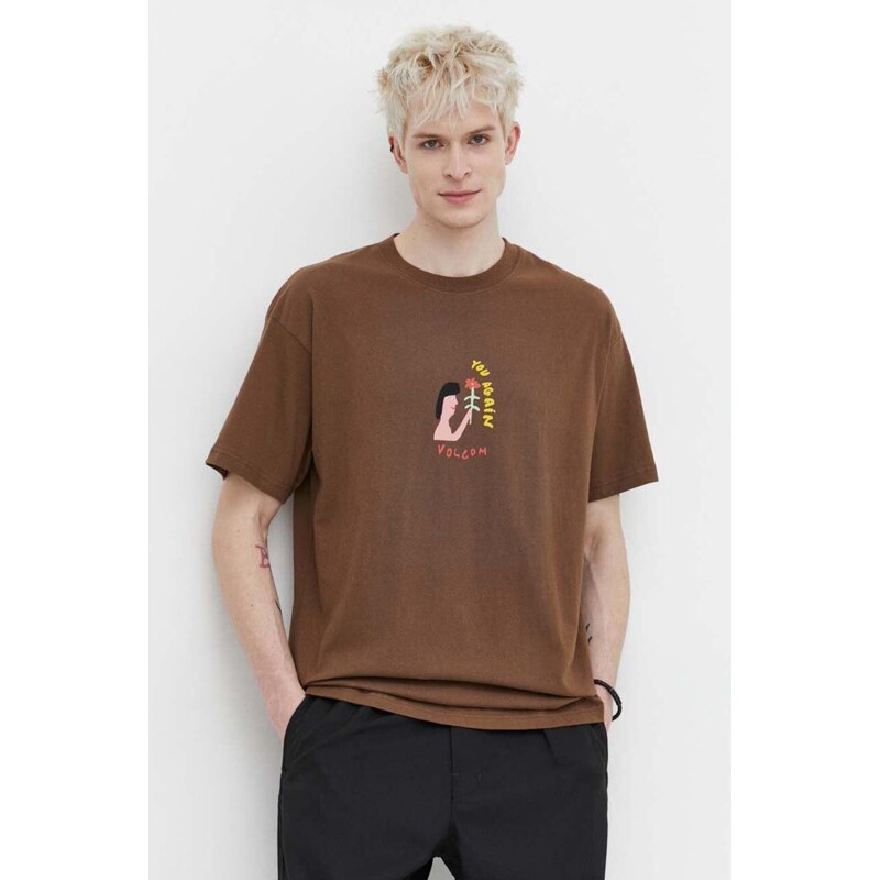 Volcom t-shirt in cotone x ARTHUR LONGO uomo colore marrone
