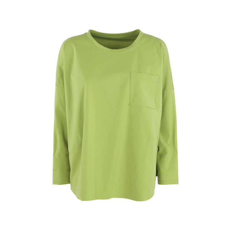 Solada Maxi T-shirt Donna Oversize Con Taschino Manica Lunga Verde Taglia Unica