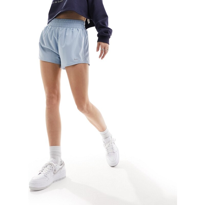 Nike Training - One Dri-Fit - Pantaloncini a vita alta con fodera a slip color azzurro da 3"-Blu