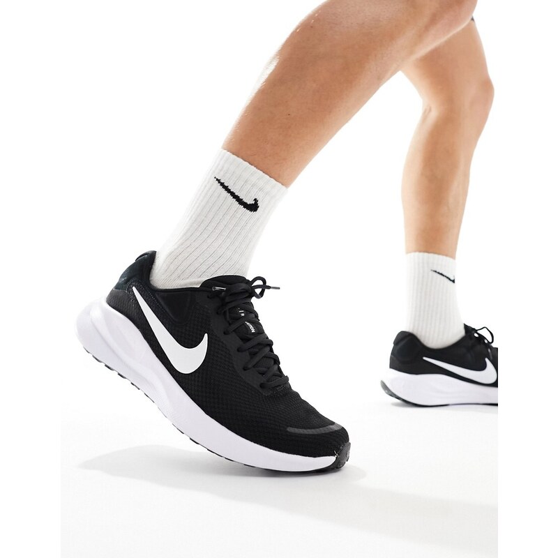 Nike Running - Revolution 7 - Sneakers nere e bianche-Nero