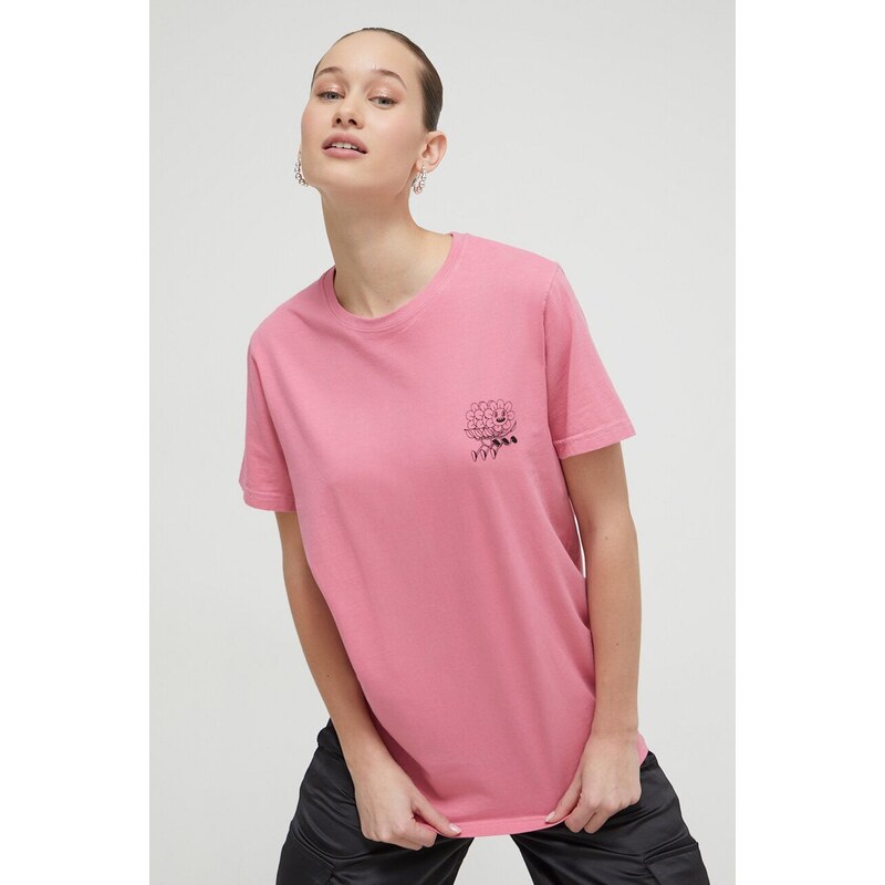 Kaotiko t-shirt in cotone colore rosa