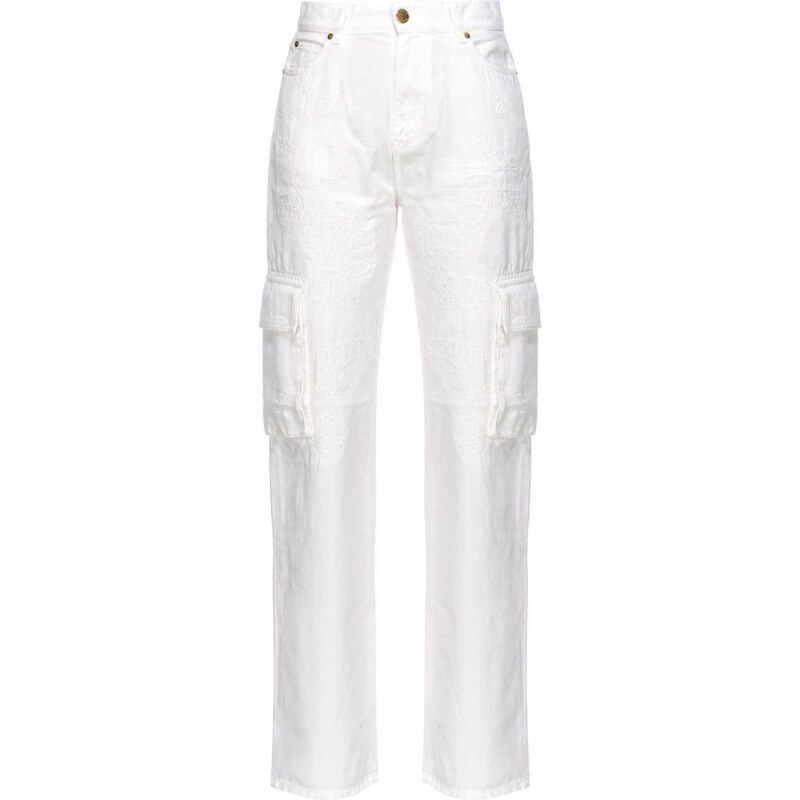 PINKO Pantalone bianco cargo con strappi