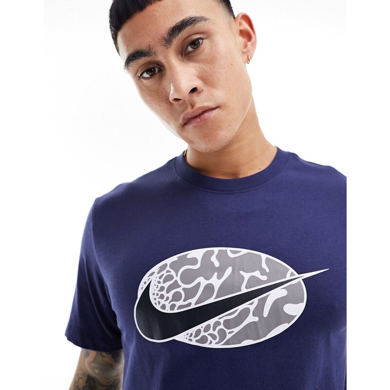 Nike - T-shirt blu navy con logo Nike