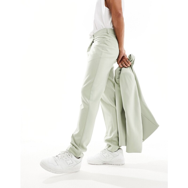 ASOS DESIGN - Pantaloni da abito slim color verde salvia