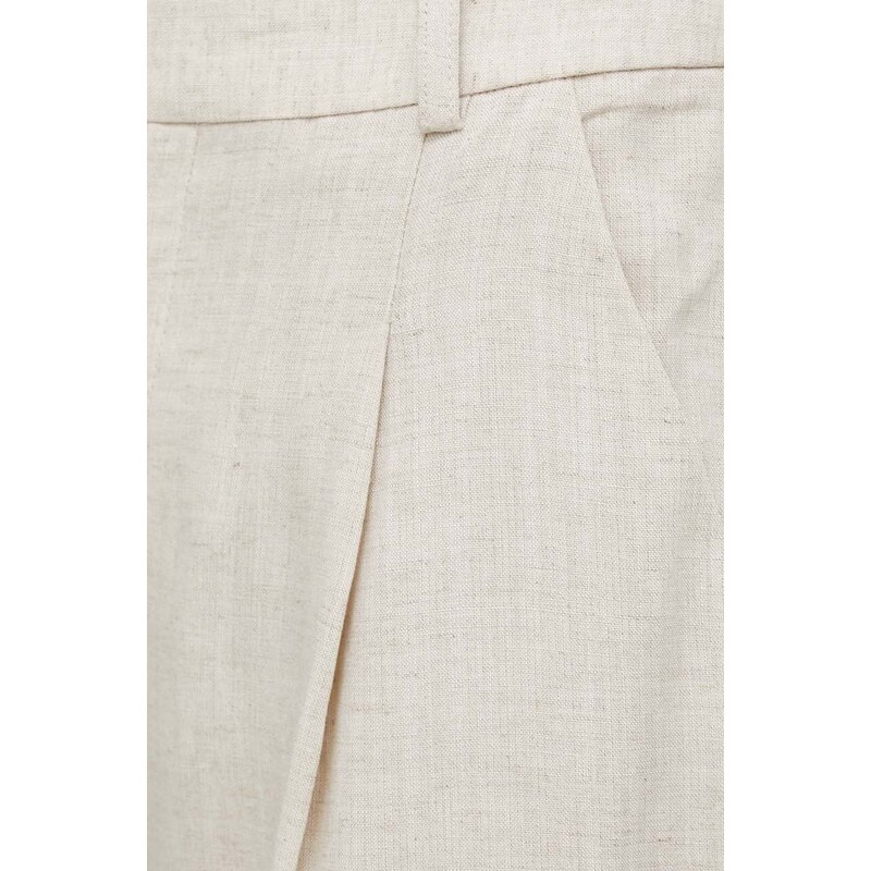 Gestuz pantaloni in lino misto colore beige