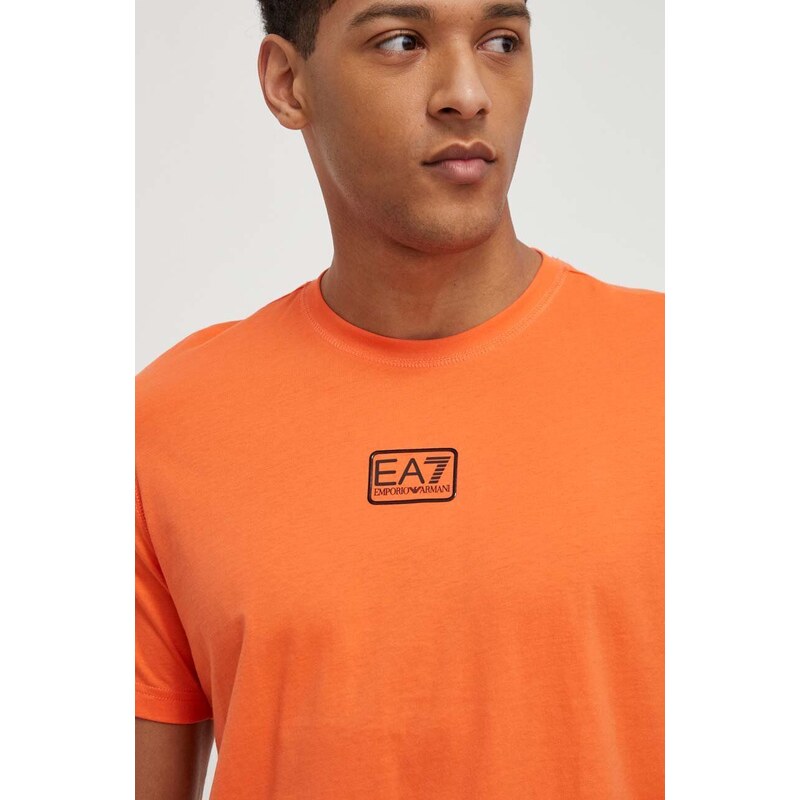 EA7 Emporio Armani t-shirt in cotone uomo colore arancione