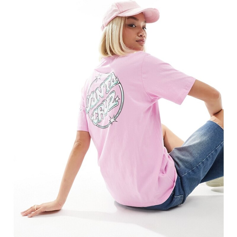 Santa Cruz - T-shirt rosa con grafica sul retro
