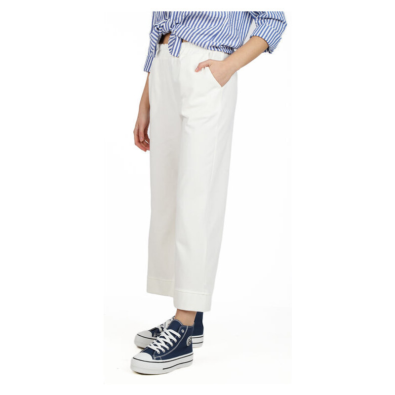 Solada Pantaloni Donna a Gamba Larga Casual Bianco Taglia Unica