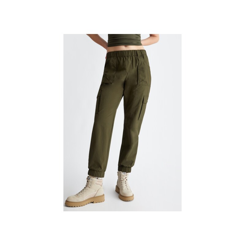 Pantalone cargo verde donna liu jo in nylon 4198 xs