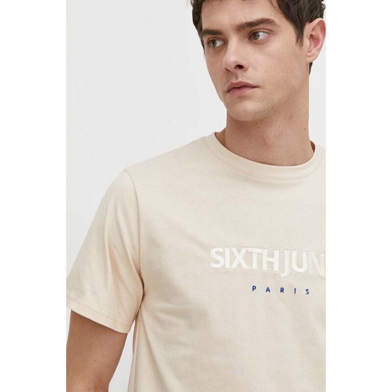 Sixth June t-shirt in cotone uomo colore beige con applicazione