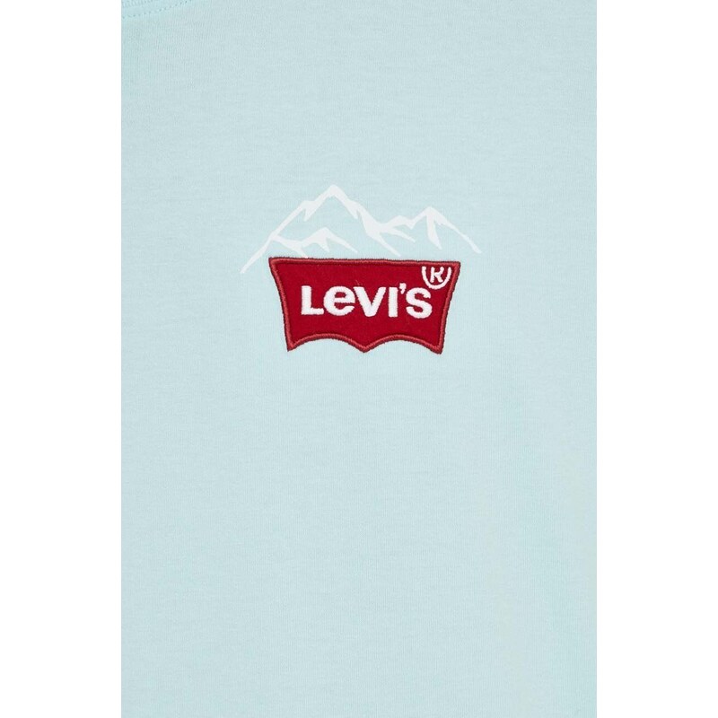 Levi's t-shirt in cotone uomo colore turchese con applicazione