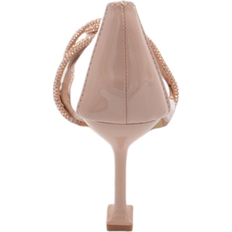 Malu Shoes Decollete scarpa donna a punta oro trasparente con nodo champagne gioiello brillantino tacco martini 10 elegante evento