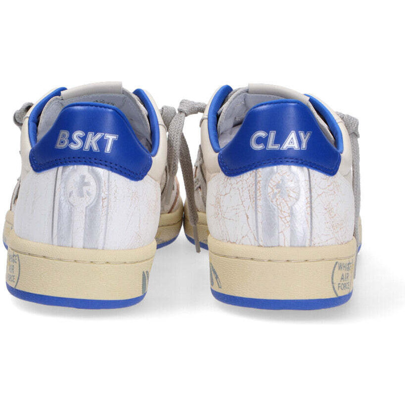 Premiata sneaker Bascket Clay bianco panna blu