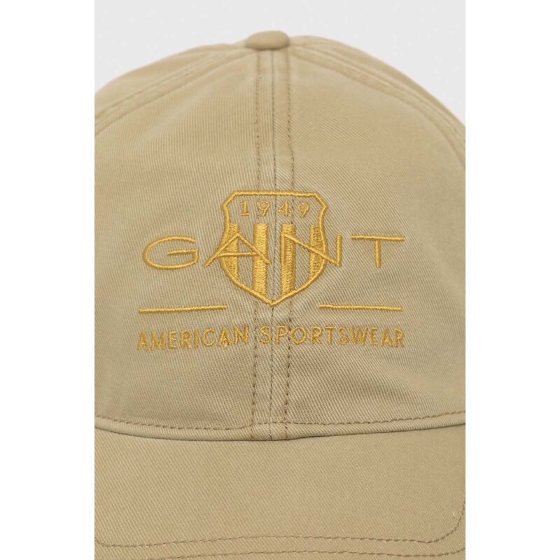 Gant berretto da baseball in cotone colore beige con applicazione