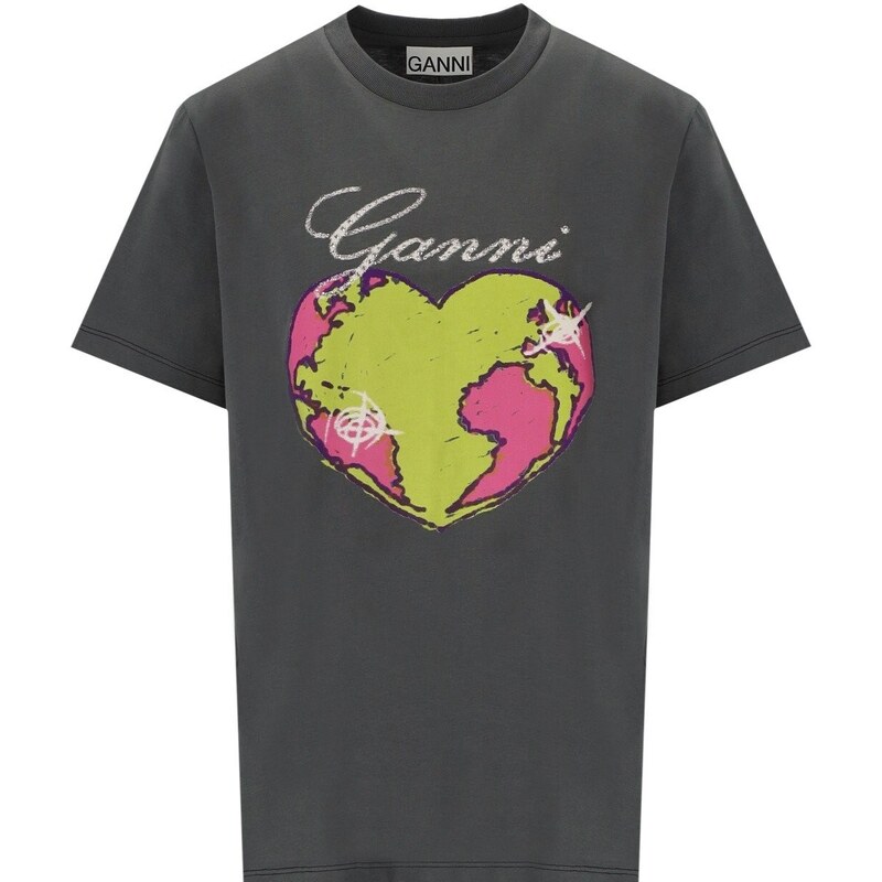 T-shirt Relaxed Heart Grigia Ganni