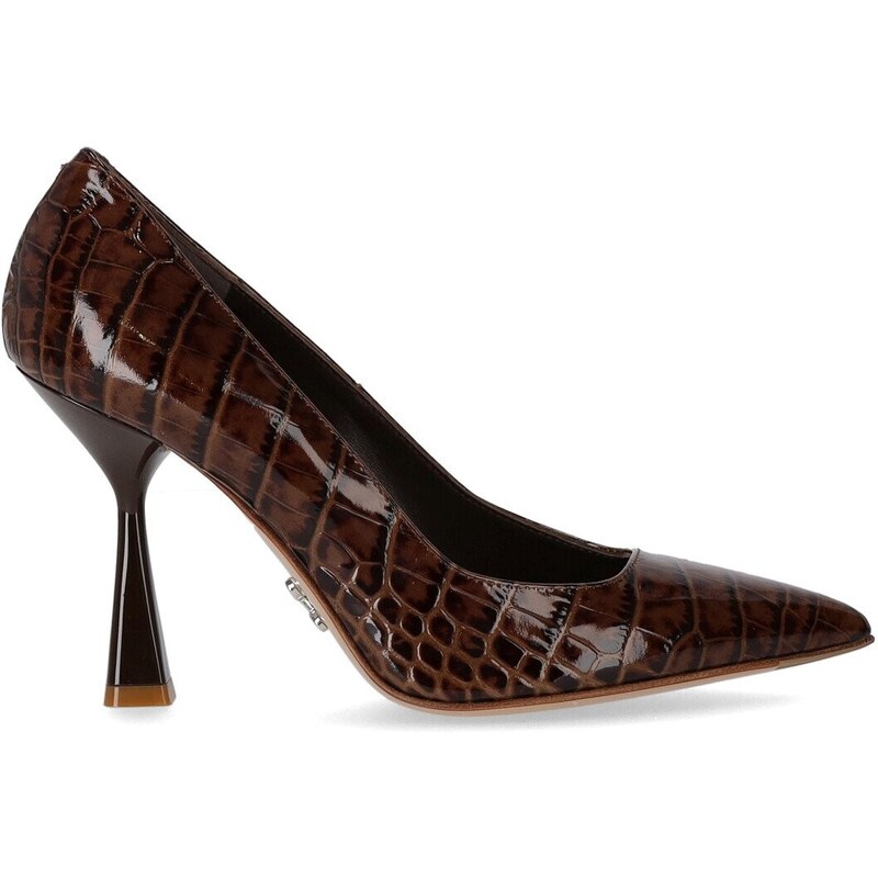 Décolleté in pelle con Oval T Donna, Marrone | Milano