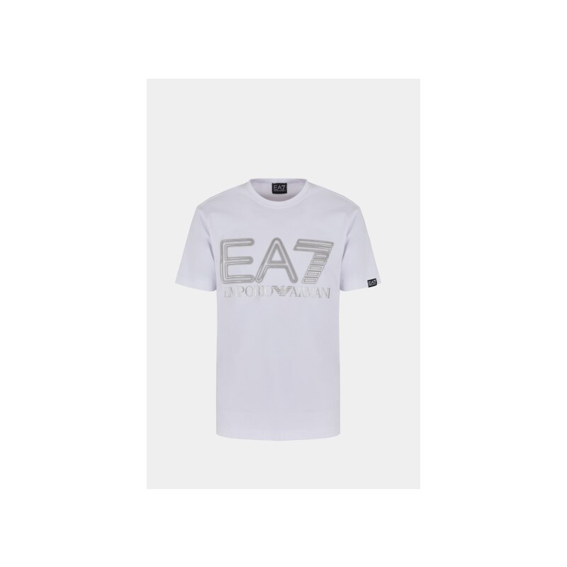 T-shirt bianco argento uomo ea7 logo series in cotone stretch 3dpt37 s