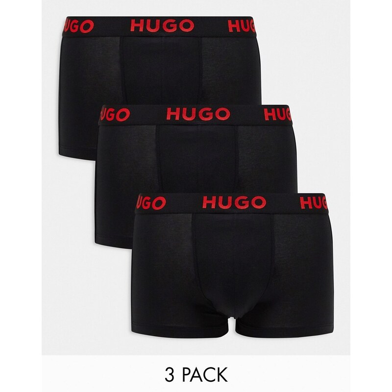 Hugo Red Hugo Boss - Confezione da 3 boxer aderenti neri-Nero