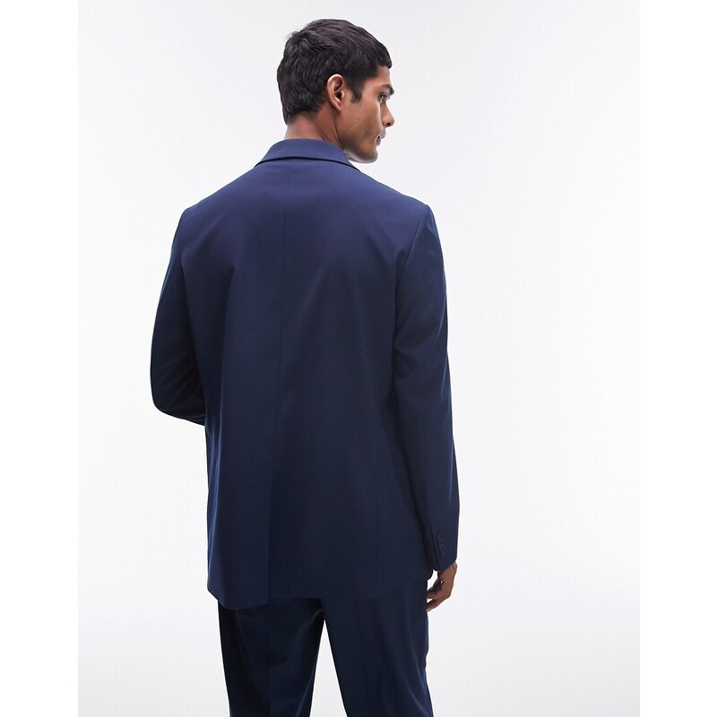 Topman - Giacca da abito blu navy vestibilità moderna
