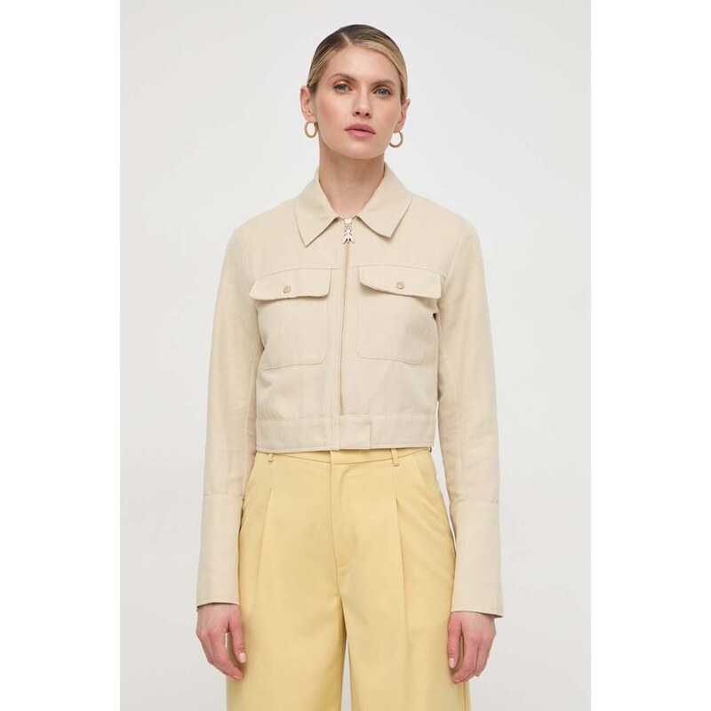 Patrizia Pepe giacca con aggiunta di lino colore beige