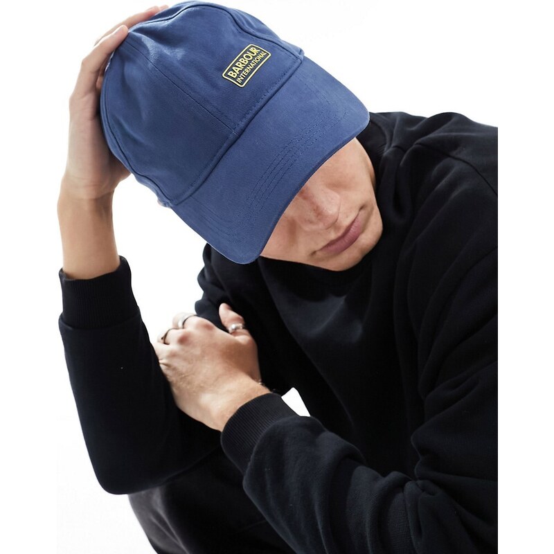 Barbour International - Norton - Cappellino blu con logo-Blu navy
