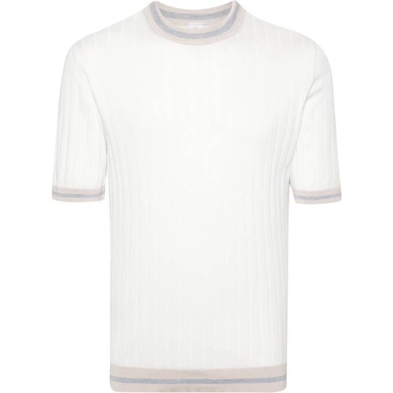 Eleventy T-shirt bianca a coste