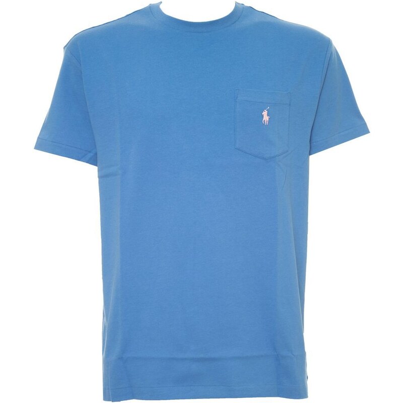 Polo Ralph Lauren T-Shirt Classic Fit blu con taschino e pony