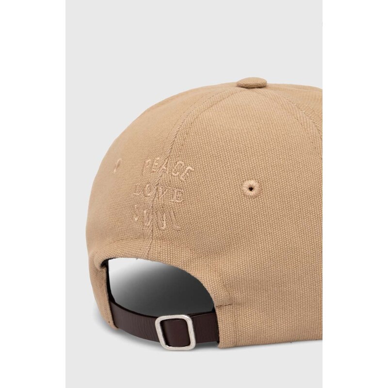 Universal Works berretto da baseball in cotone Baseball Hat colore beige con applicazione 30811.SUMMER.OAK