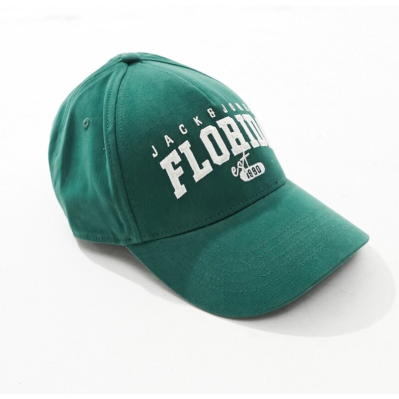 Jack & Jones - Cappellino verde con logo "Florida"