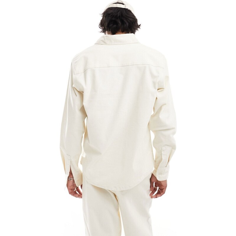 Dickies - Chase City - Camicia color crema in velluto a coste-Bianco