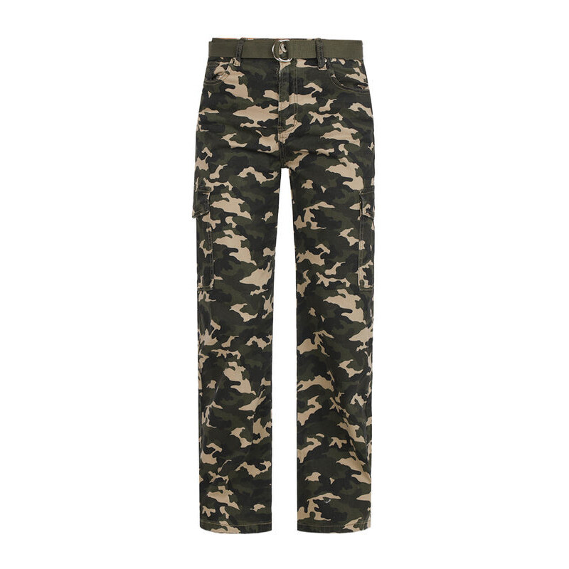 Farfallina Pantaloni Donna Militare Con Tasconi Casual Verde Taglia S
