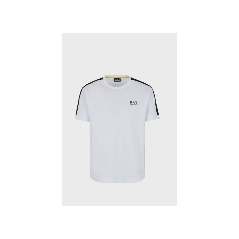 T-shirt bianca uomo ea7 logo tape nero in cotone logo series 3dpt35 s