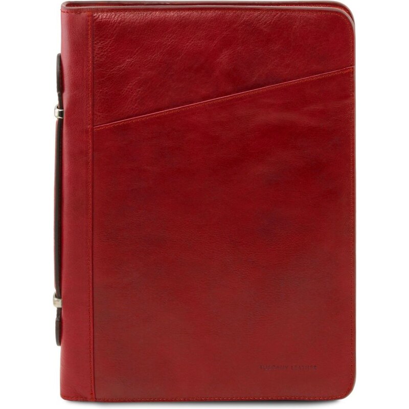 Tuscany Leather TL141295 Costanzo - Esclusivo portadocumenti in pelle con anelli e manico Rosso