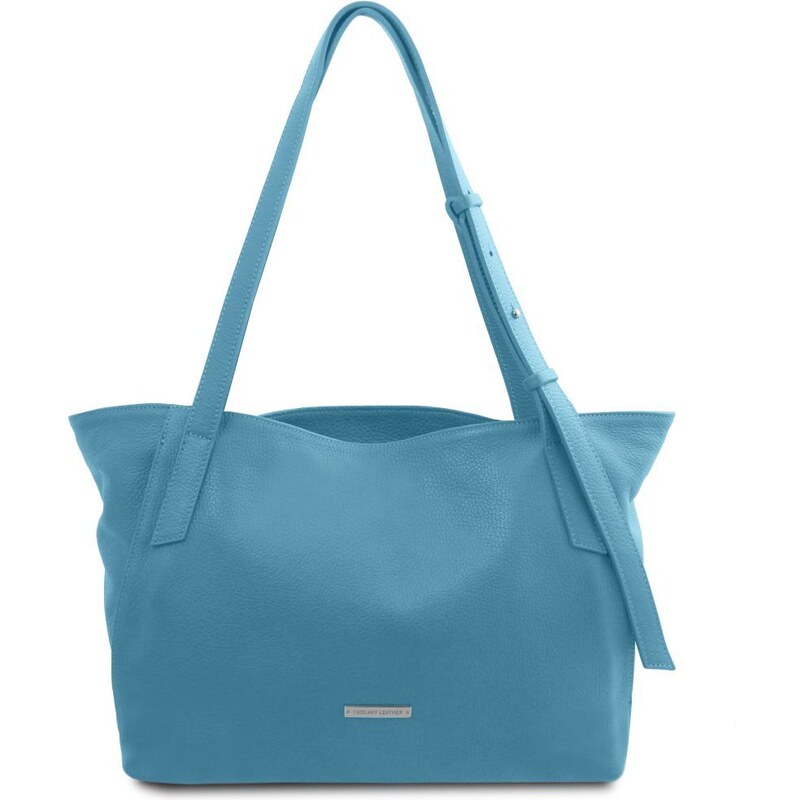 Tuscany Leather TL142230 TL Bag - Borsa shopping in pelle morbida Azzurro