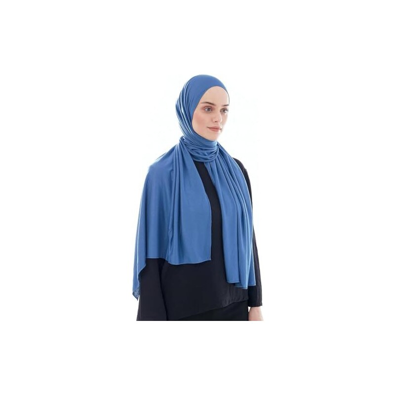 Ayisah Hijab Jersey Donna Musulmana - Hijab In Jersey Morbido Come La Seta – Sciarpa Testa Jersey Islamico Moderno Per Donna – Hijab Musulmano Di Moda Per Le Donna - Blu Navy