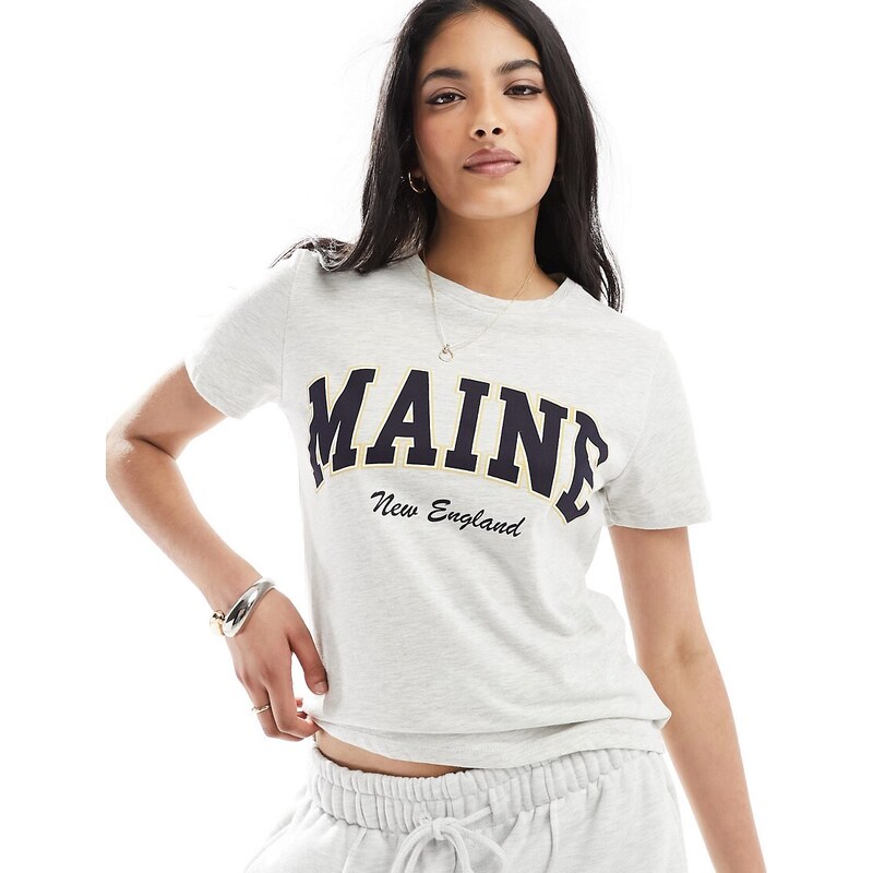 New Look - Maine - T-shirt corta grigia-Grigio