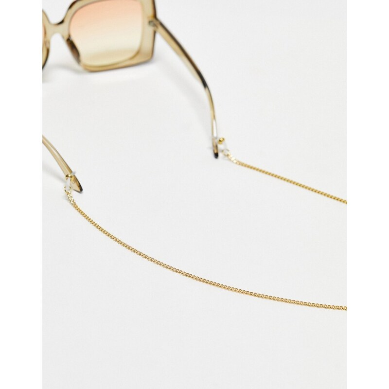 ASOS DESIGN - Catenina per occhiali da sole in acciaio inossidabile resistente all'acqua color oro