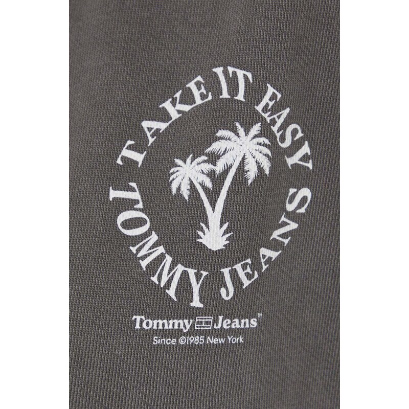Tommy Jeans felpa in cotone donna colore grigio con cappuccio