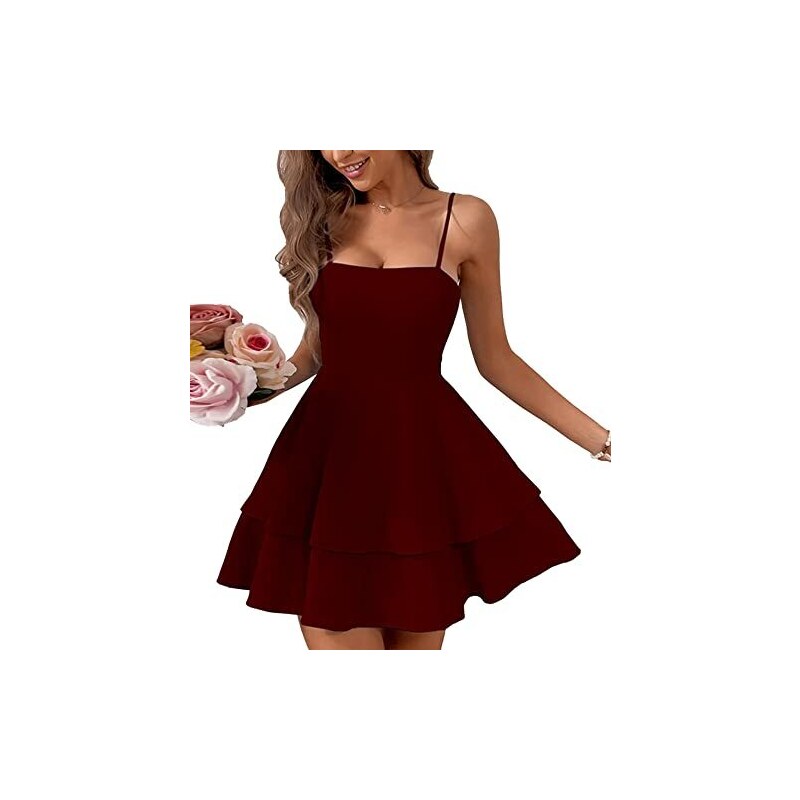 Floerns Abito Corto Donna Con Stampa, Allacciatura Sul Retro E Strati - Senza Maniche, Perfetto Per Vacanze E Serate Estive, Taglie Dalla XS Alla XL